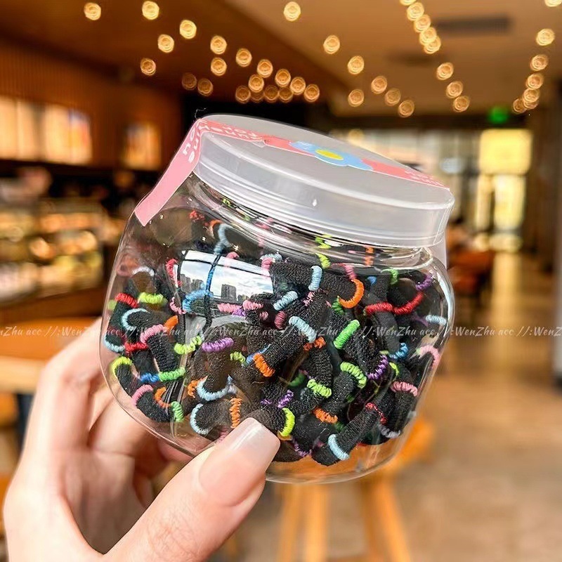 Cabeza de los niños, banda de goma para el cabello de las mujeres no lastiman el cabello de los bebés de bambú de alta elasticidad, 50 anillos para el cabello de las niñas enlatadas