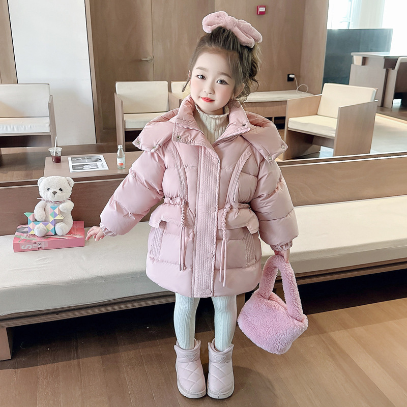Chaqueta de plumón para niñas invierno 2025 nuevo estilo de moda de estilo occidental bebé calentamiento de invierno para niños invierno abrigo grueso
