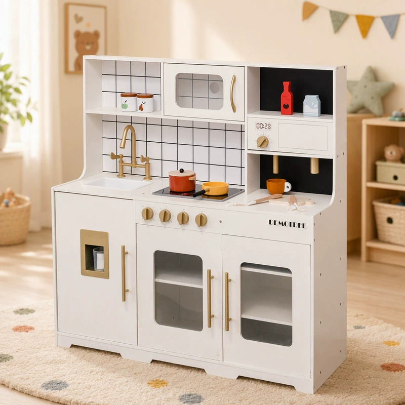 Деревянная игровая кухня для детей 3-6 лет набор кухонной посуды