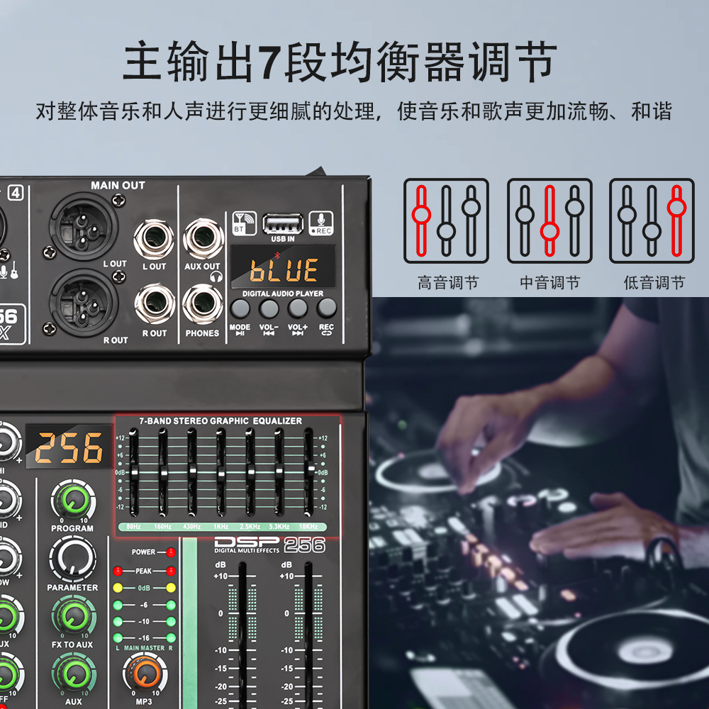 (2개) 국경 간 4 방향 소형 믹서 휴대 전화 사운드 카드 컴퓨터 오디오 믹서 녹음 DSPX 이펙터 전문가