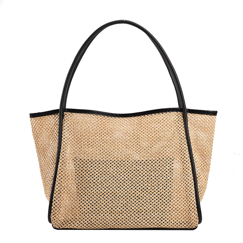 Großvolumige, handliche Strohhalmtasche für Damen, lässige Schultertasche für den Sommer, modische Strandtasche für Outdoor-Aktivitäten_voghion.com