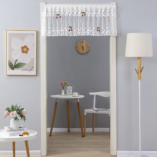 Household lace half curtain covering curtain kitchen cabinet curtain perforation free partition decorative curtain head half curtain velcro curtain curtain