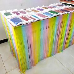 Rain Silk Curtain Festival Birthday First Birthday Party Supplies Table Decoration Tassel Door Curtain Gradient Table Skirting Rain Silk Curtain