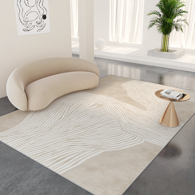 Alfombra de sala de estar Alfombra de piso simple de estilo crema Alfombra de borde de cama desechable para dormitorio, sofá doméstico de alta gama, mesa de centro, manta antideslizante