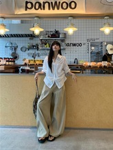 夏季收腰显瘦小众衬衫上衣白色老钱风复古高级感气质长袖衬衣女装