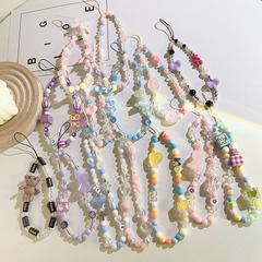 New bucket bead chain collection bracelet diy accessories universal mobile phone case ccd camera chain mobile phone lanyard for women