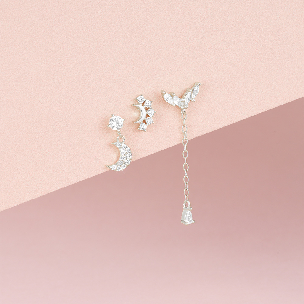 1 Paire Boucles D'Oreilles Cartilage Style Simple Brillant Géométrique Forme De Cœur Argent Sterling Placage Incruster Zircon Boucles D'Oreilles Cartilage display picture 33