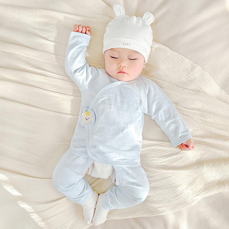 Ropa de bebés recién nacidos primavera y otoño 0 algodón puro marzo delgado fondo primer año conjunto de separación de bebés abrigo de otoño pantalones de otoño