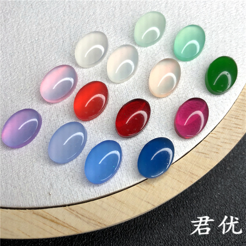 Imitation cat's eye gem resin Oval flat ring surface earrings accessories ancient style hanfu inlaid handmade diy material