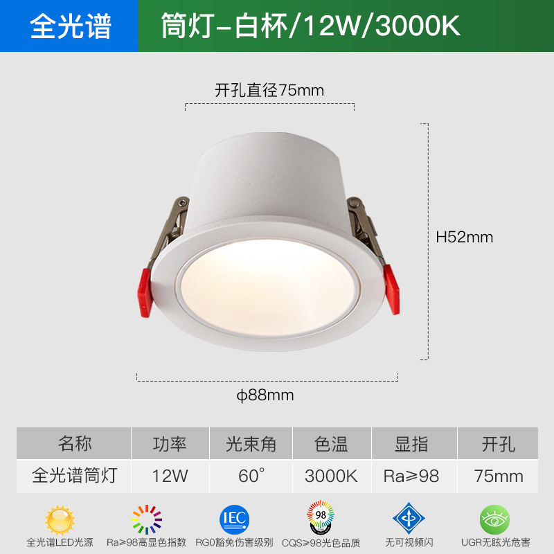 12w matte white 75 opening