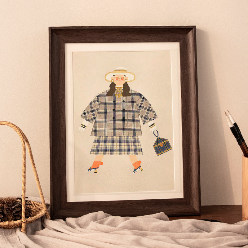 Retro Picture Frame Framed Imitation Wooden Photo Frame Wall Hanging 4K8K Watercolor Sketch A3A4 Paper Oil Painting Puzzle Set