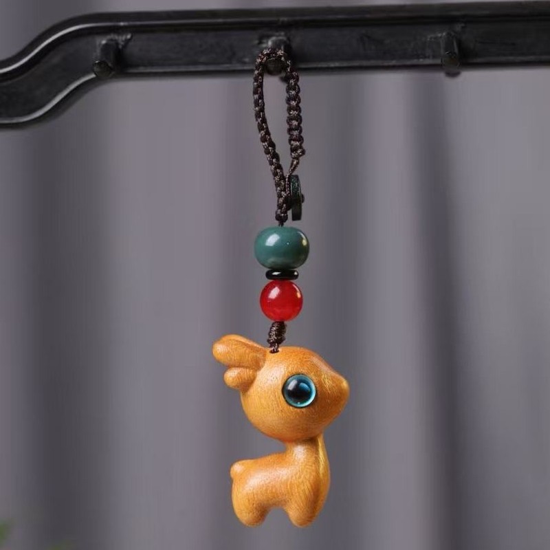 漂漆芭比小鹿手工编绳手机挂包包钥匙扣一路平安流苏萌鹿车载挂件|undefined