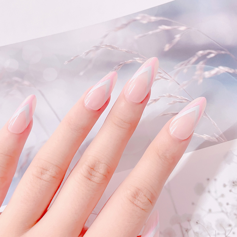 Nuevos productos europeos y estadounidenses de desgaste de uñas de uñas para adultos de estilo francés de uñas falsas de desgaste de uñas de ballet de uñas