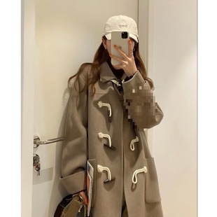 Korean Style Thickened Slimming Loose Wool Coat Mid-Length Petite Trendy Autumn and Winter Woolen Coat for Female Students