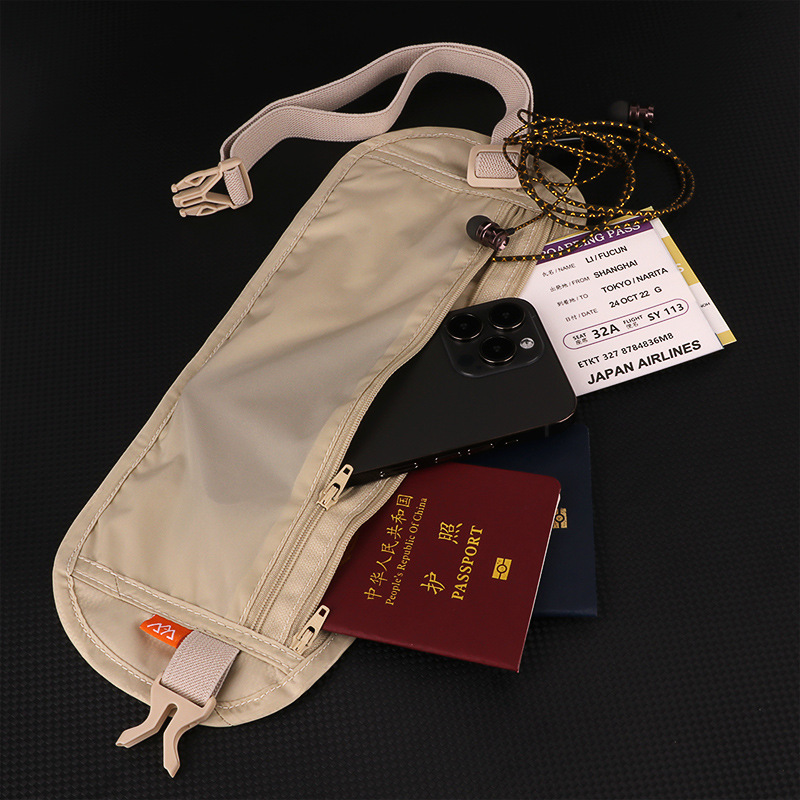 Close-Fitting Anti-Theft Document Bag, Overseas Travel Wallet, Passport Bag, Card Bag, Thin Mobile Phone Waist Bag, Travel Anti-Theft Bag