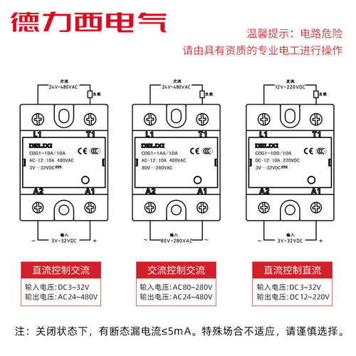 Delixi single-phase SSR solid state relay CDG1-DA/AA/DD small 24v DC controlled AC single-phase 40A
