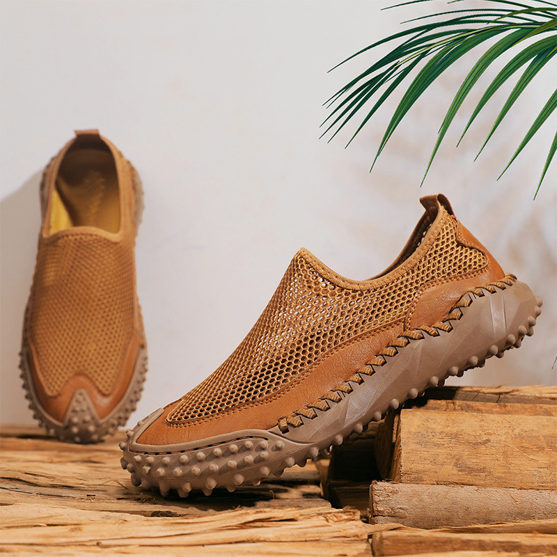 Baotou Men's Sandals Genuine Leather Men's Shoes Summer Large Size Hollow Soft Sole Hand-Stitched Trendy Beach Shoes_vogvips.com