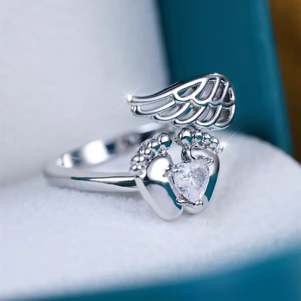 Unique Cute Little Toe Zircon Wing Diamond Ring Trendy Sparkling_voghion.com