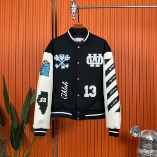 2023 autumn and winter New OW heavy-duty embroidery patchwork high temperature hot crystal diamond fashion baseball uniform one-piece delivery batch