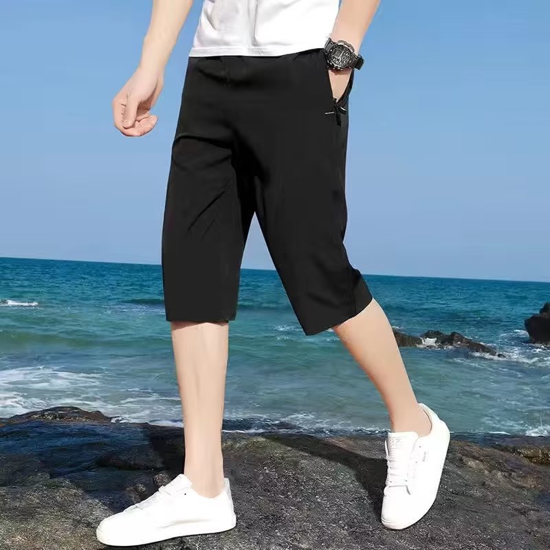 Camisas de verano ropa deportiva casual pantalones cortos de hombre de mediana edad pantalones cortos de playa de secado rápido pantalones de hielo de hombre moda
