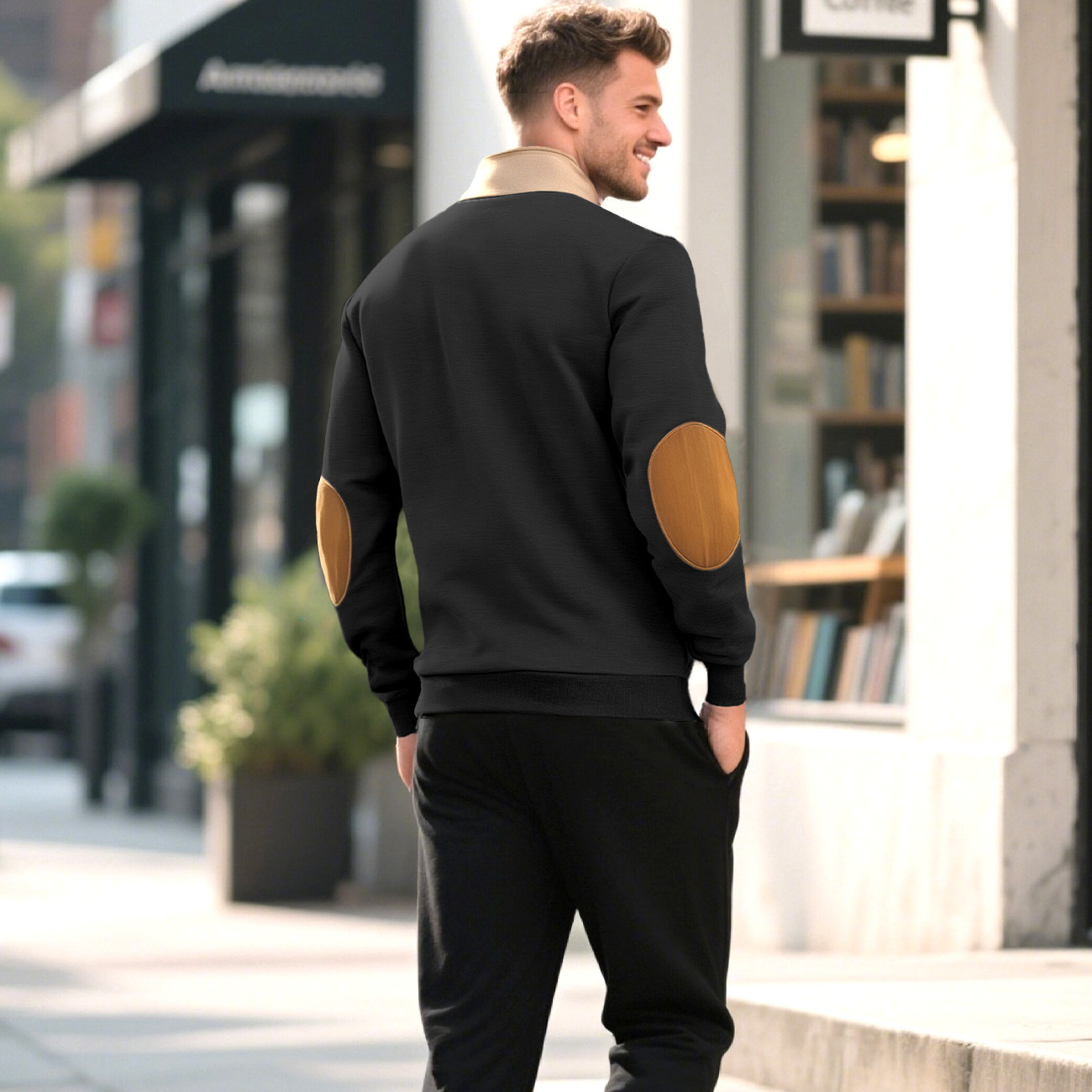 Nuevo transfronterizo europeo y americano semi-cremallera suéter hombre temu otoño y invierno estilo americano cordero cuello bordado con camisa de terciopelo para hombres