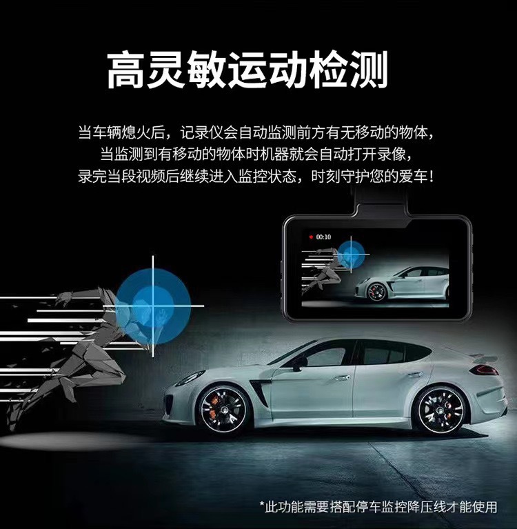High-definition night vision dashcam, no wiring required, front and rear dual recording, connected to mobile app, reversing image 1440P