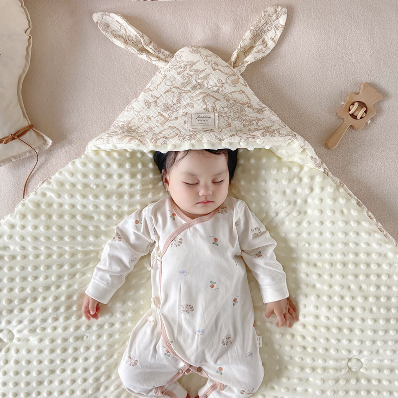 Cute Cartoon Newborn Baby Package Wholesale Four Seasons Universal Baby Anti-kick Cushion Big Rabbit Ear Swaddle Towel