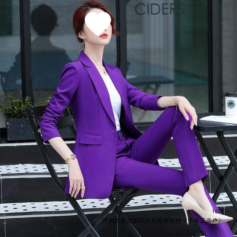 Purple trendy women's blazer with drape effect, Korean style, spring and autumn fashion, casual and elegant, women's professional suit Purple trendy women's blazer with drape effect, Korean style, spring and autumn fashion, casual and elegant, women's professional suit