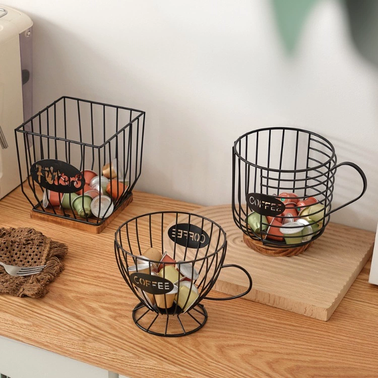 Настольный ящик для хранения кофейных капсул в скандинавском стиле, металлическая корзина для хранения, офисная корзина для хранения большой емкости, железное искусство