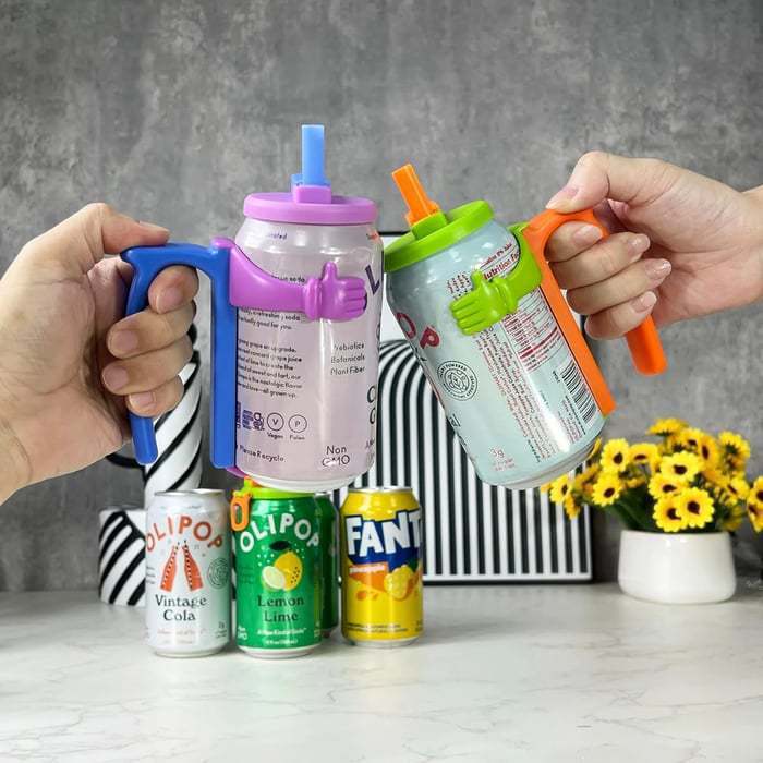 跨境新品 Soda Can Lids and Holders带防溢式杯盖吸管易拉罐支架|undefined