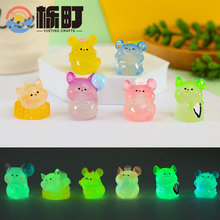 跨境新款夜光仓鼠微景观园艺diy多肉装饰品配件 可爱小动物小摆件