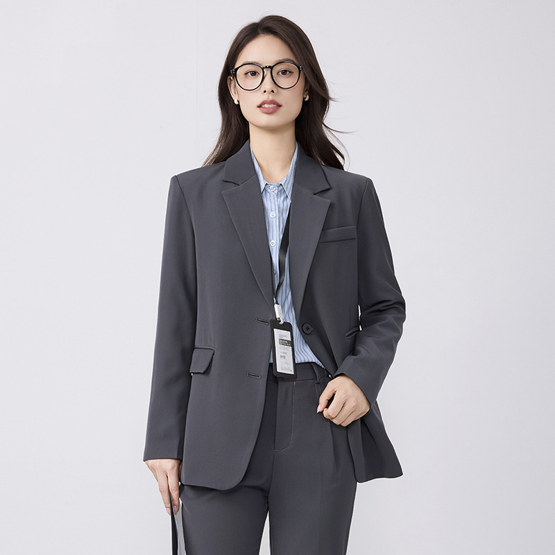 2025秋冬新款灰色西装外套女职业装大学生面试正装高级感西服套装|undefined