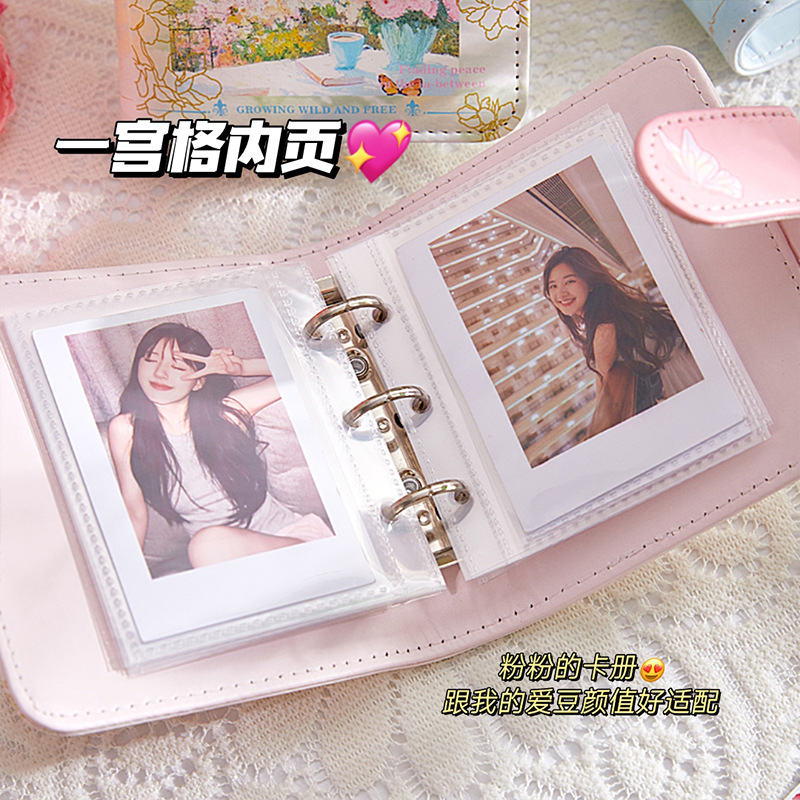 Pintura al óleo retro Cuero Primer palacio Libro de tarjetas de cuadrícula Álbum de 3 pulgadas Polaroid Star Tarjeta pequeña Álbum de almacenamiento de fotos Álbum conmemorativo