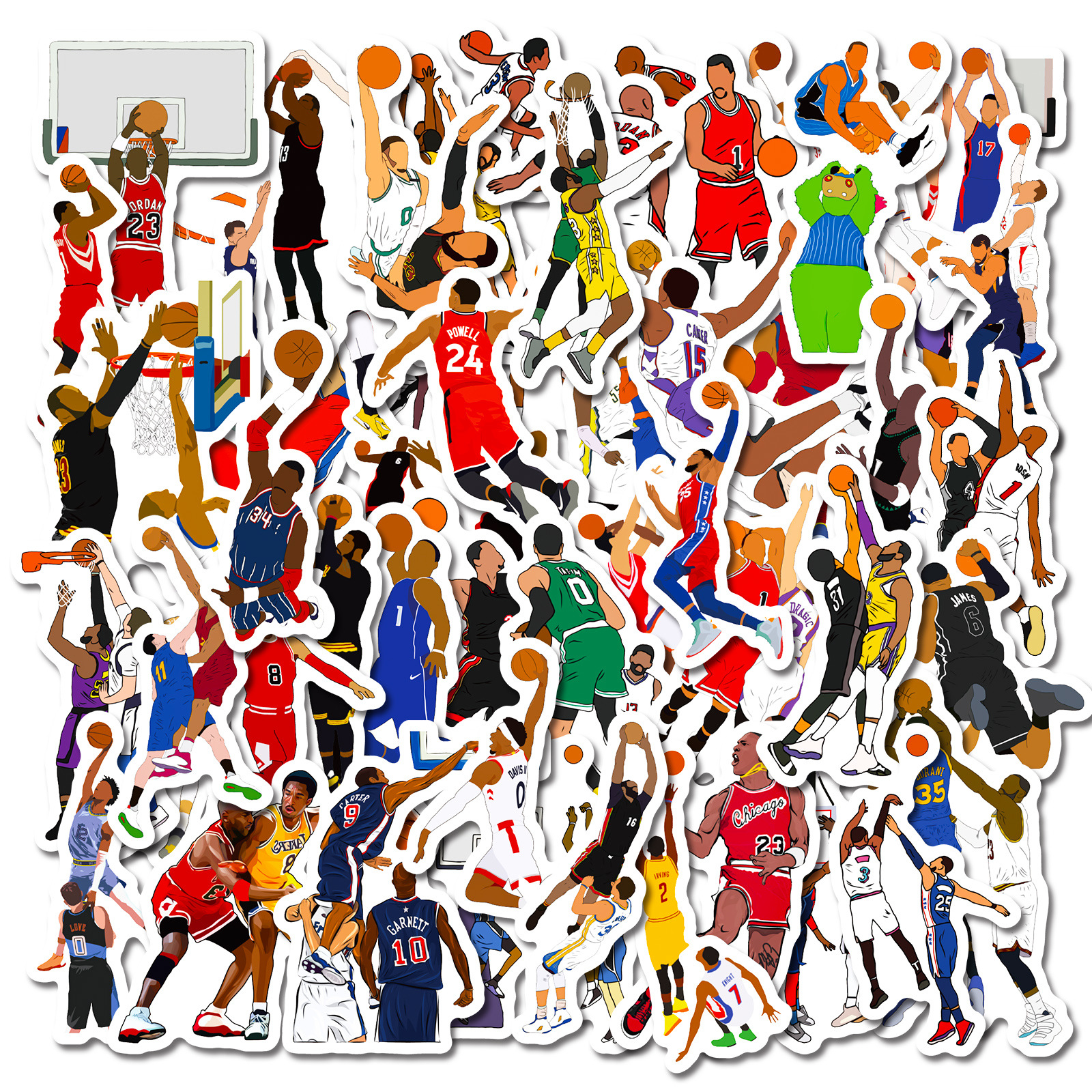 Sell ​​50 NBA-classic action stickers handbook American basketball…