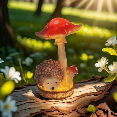 Garden decoration courtyard balcony creative ornaments solar lights outdoor animal mushroom lights landscape resin model