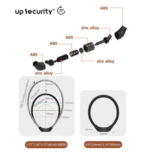 Four-digit mountain bike bicycle single electric bike lock, bar steel wire password lock, cable lock 1B-4D