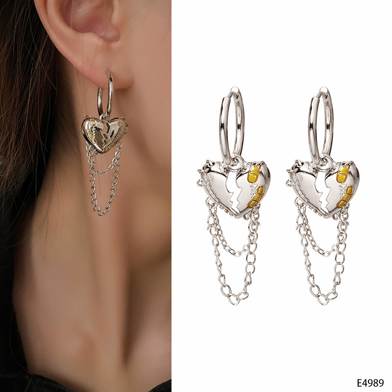 All Seasons Season Women'S Gender 1 Pair Fashion Tassel Heart Shape Flower Inlay Alloy Rhinestones Earrings
