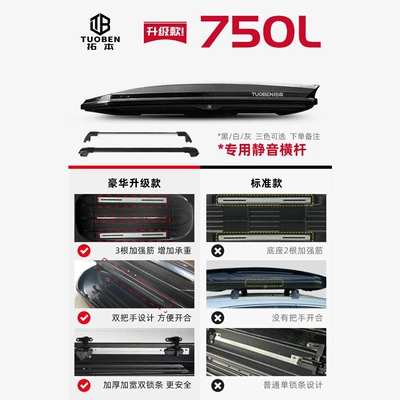 Roof box — flat roof luggage box - no-need-to-drill-holes-smart-800-upgraded-roof-box-black-white-gray-high-speed-crossbars
