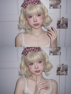 Cross-border Wig Women's Long Hair Lolita Korean Style Hairstyle Short Curly Hair Short Hair Cyber Celebrity Fashion Full Head Cover Wig Cover