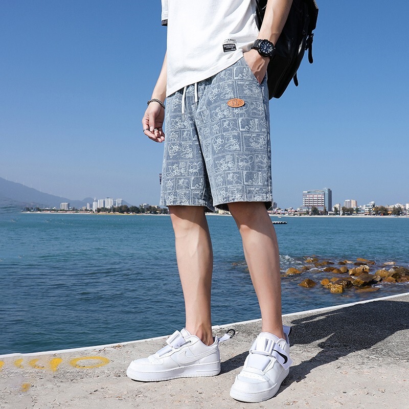 Summer Thin Denim Shorts for Men, Korean Style Trendy Brand Men's American-Style Ice Silk Shorts
