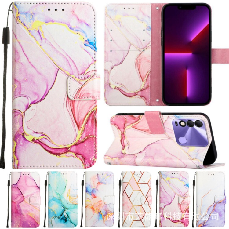Suitable for Tecno Spark 8C/P 7 6 5 Camon 18P/I Pop 5P/Go Marble Leather Case