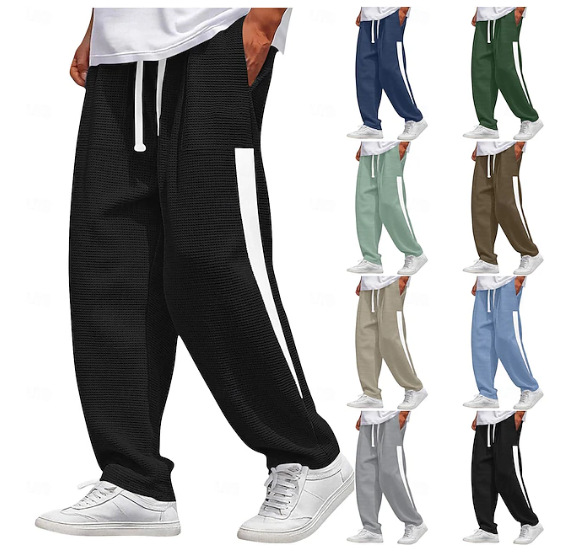 Men's Jogger Pants Waffle Knit Breathable Sweatpants Drawstring_voghion.com