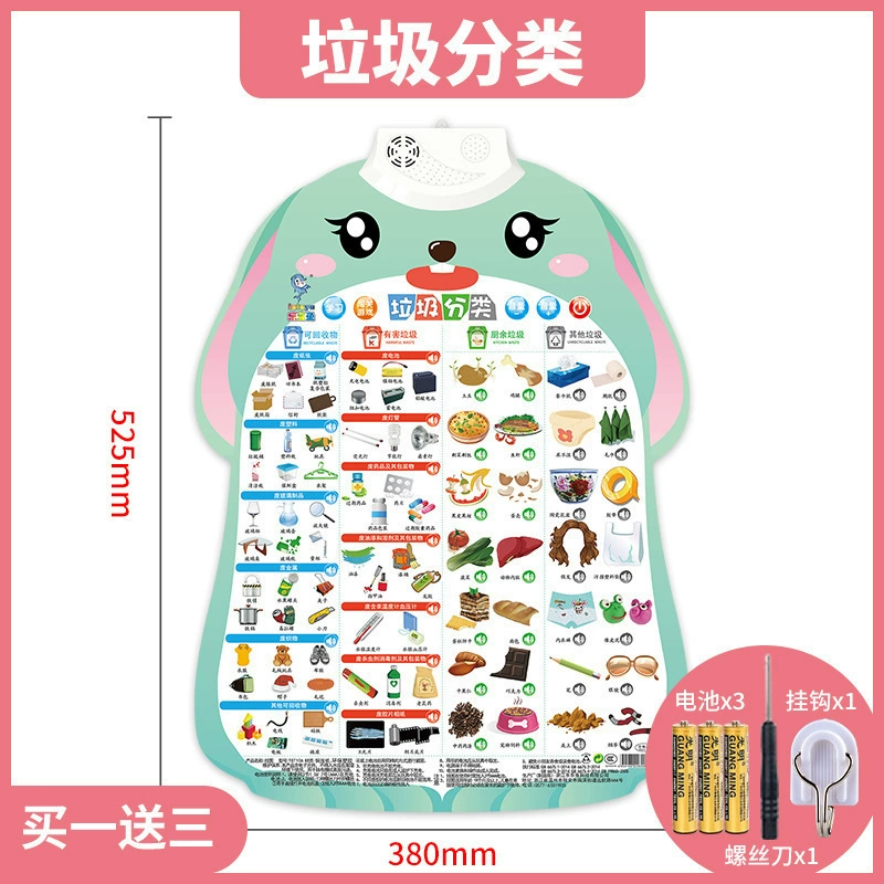 乐乐鱼 Rabbit, flip chart, cute toy, teaching brainteaser, with sound, early education