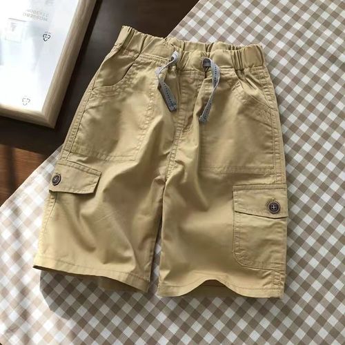 Korean-style boys' summer workwear cotton shorts, new children's fashionable trendy five-pocket pants, suitable for middle-aged children summer casual pants