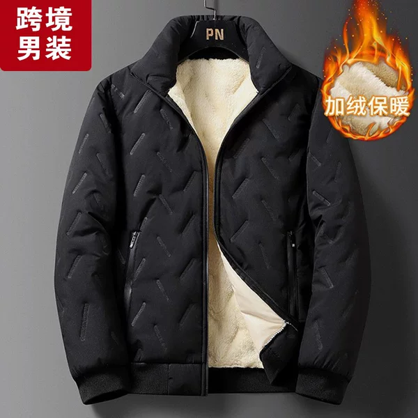 Men's thick cotton-padded jacket, 2025 new style, plus-size, mid-length, fleece-lined, extra-thick, and oversized for warmth