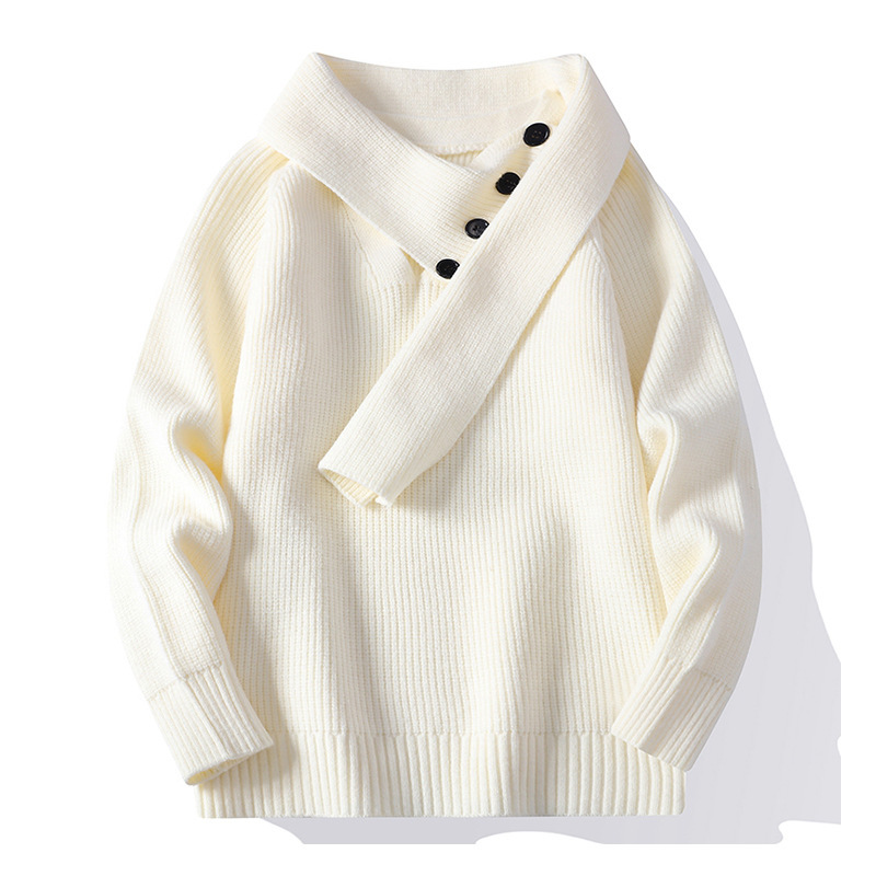 Explosiones transfronterizas de tamaño grande turban desmontable camisa de punto suéter masculino botón de sentido superior otoño invierno fábrica al por mayor