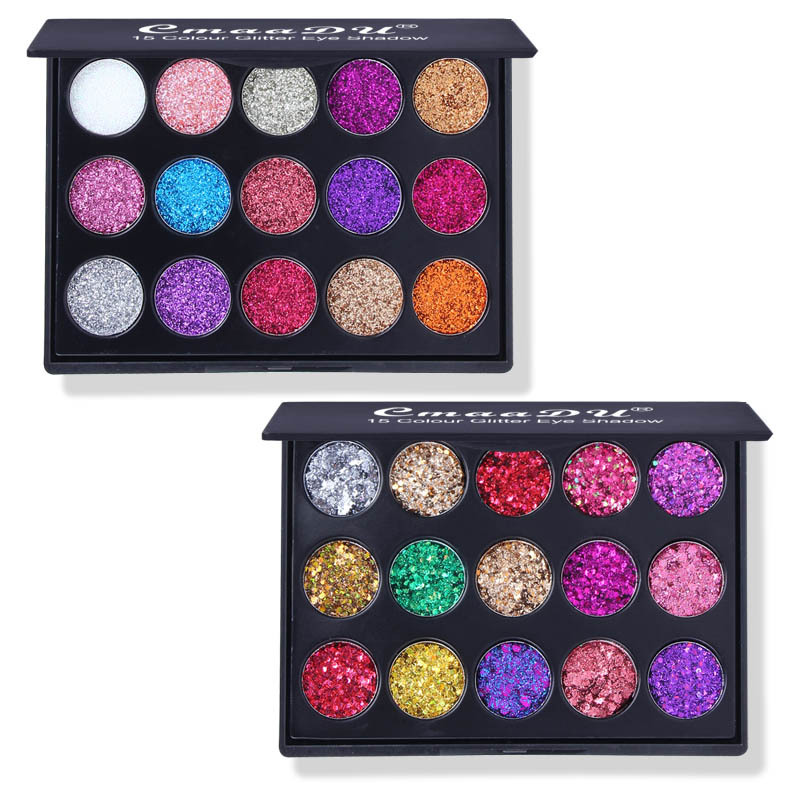 New Style 15 Colors Shiny Sequins Glitter Powder Eye Shadow Plate display picture 1