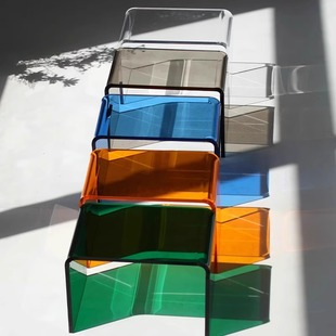 Nordic Acrylic Fashionable Simple Transparent Shoe Changing Stool Cyber Celebrity Low Stool Floor-mounted Thickened Floating Window Hollow Stool