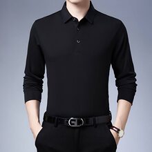 VES,PL春秋季薄款体恤长袖 体T恤男打底衫纯色套头POLO衫中年简约
