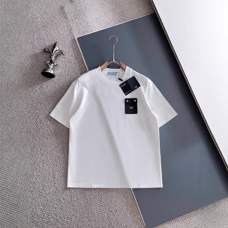 1.1 Correct Version 2026Blcg Moncler Mlb Prada Little Monster Leather Label Round Neck Short Sleeve T-Shirt for Men and Women